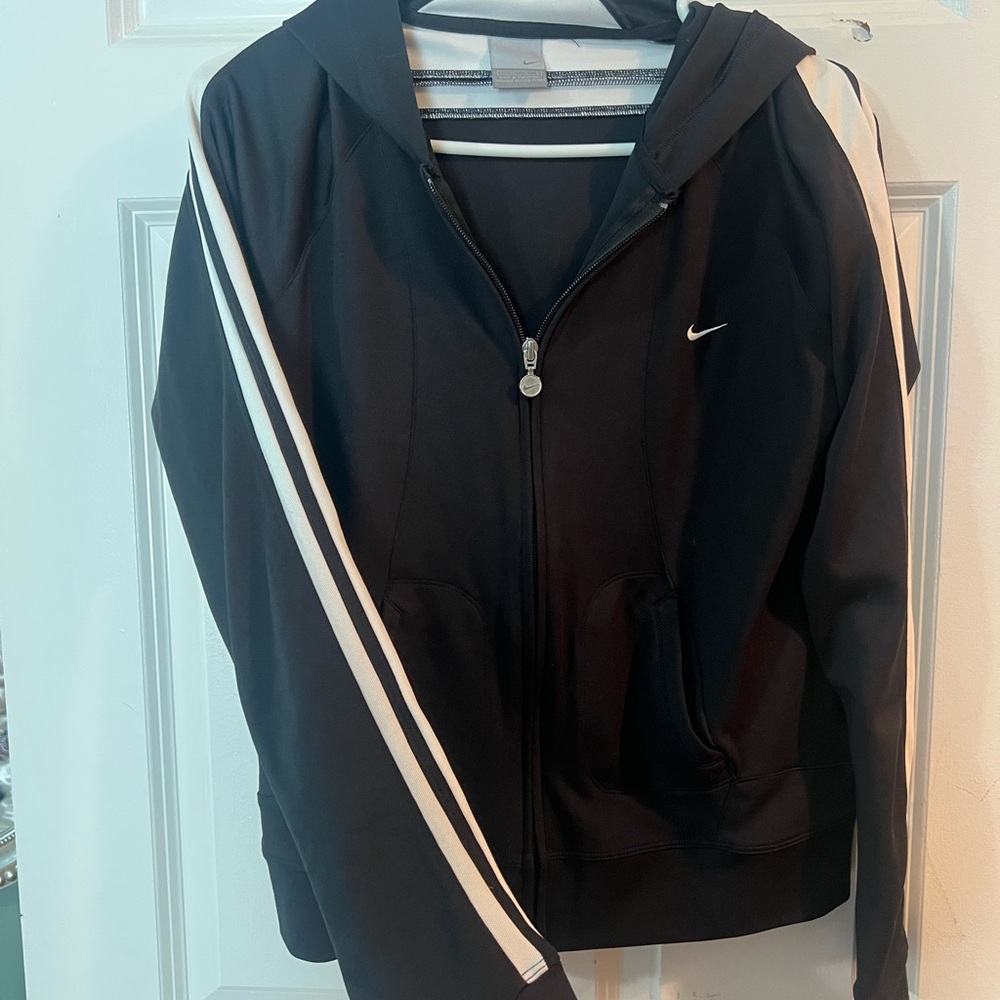 Nike Women's Black Hoodie with White Accents